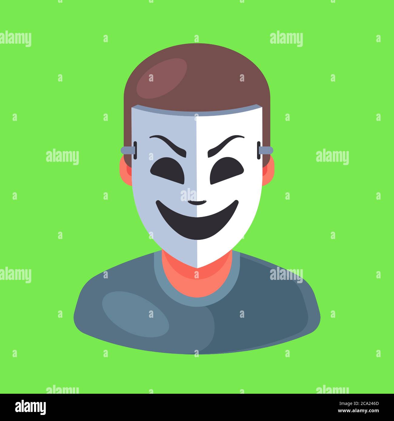 masked man icon. rip off a person. Flat character vector illustration ...