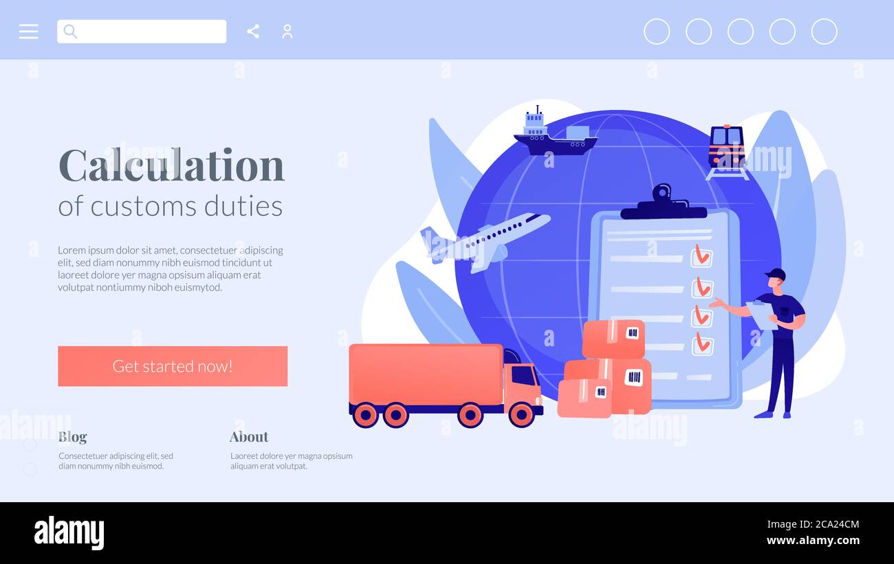 Customs clearance concept landing page Stock Vector