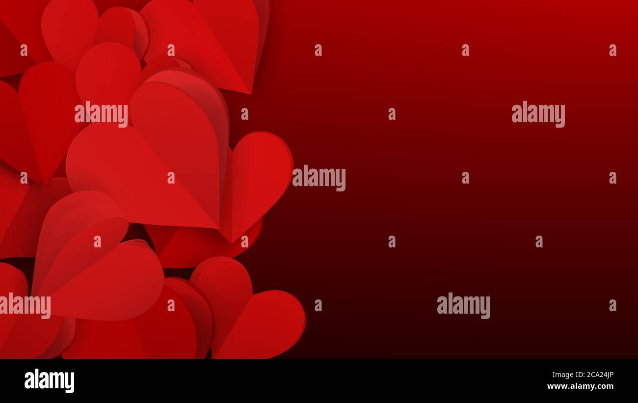 Background with many small paper volume hearts in red colors Stock ...
