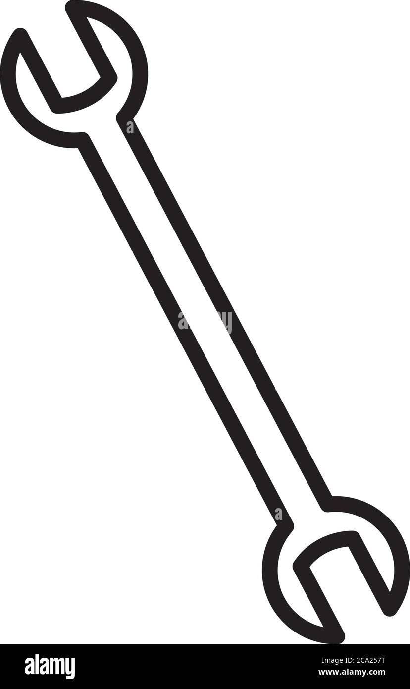 wrench tool icon over white background, line style, vector illustration ...
