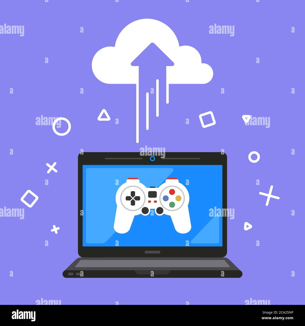 cloud gaming. online game to remove. flat vector illustration Stock Vector