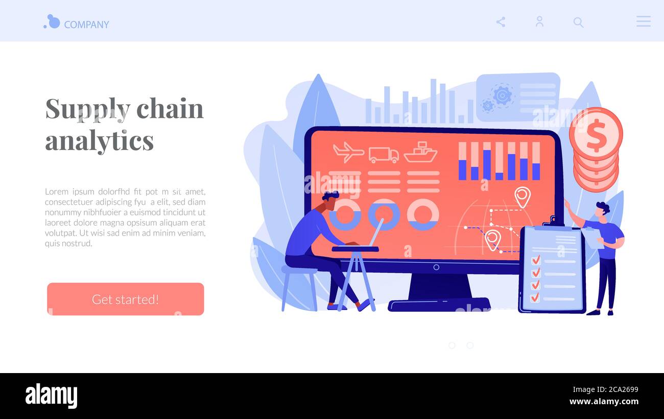 Supply chain analytics concept landing page Stock Vector