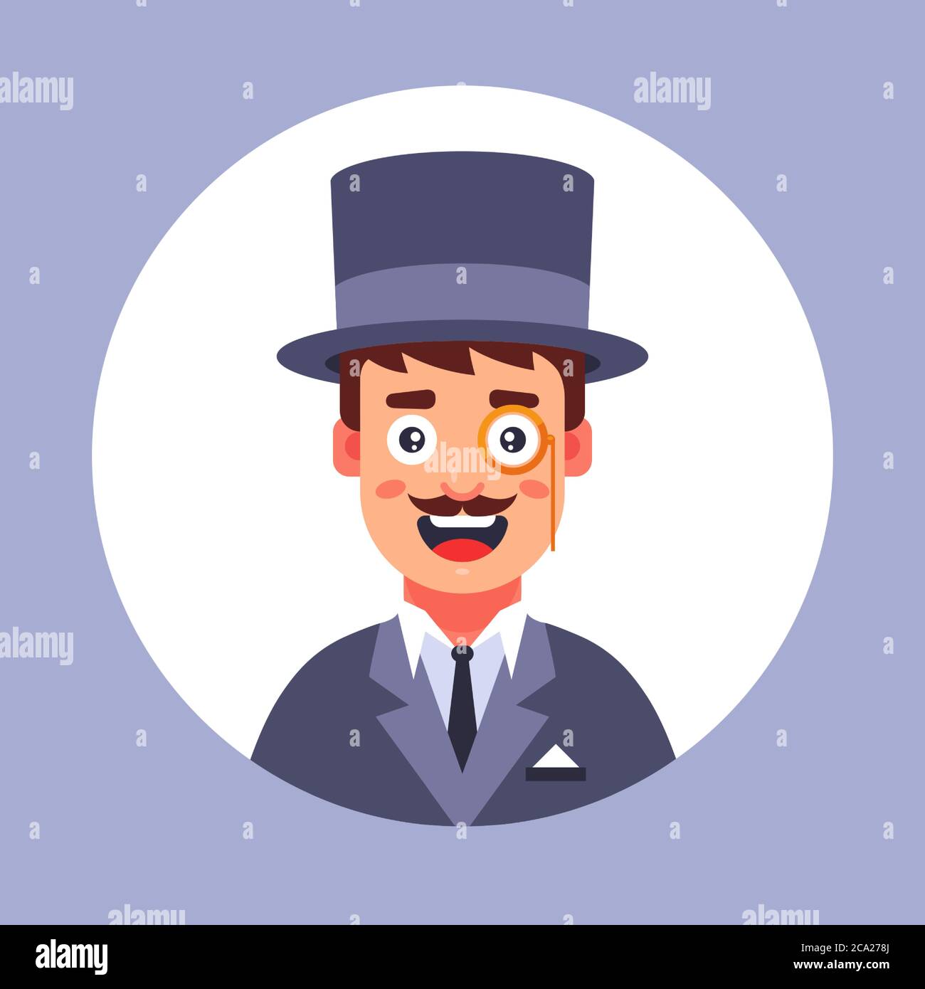 bubble man in the 19th century wearing a hat. flat vector illustration. Stock Vector
