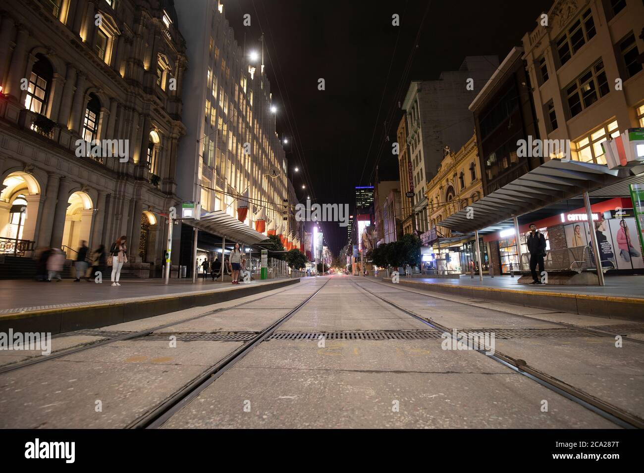 Melbourne Australia Covid-19 lockdown. Melbourne’s empty city streets during the 2020 coronavirus pandemic . Stock Photo