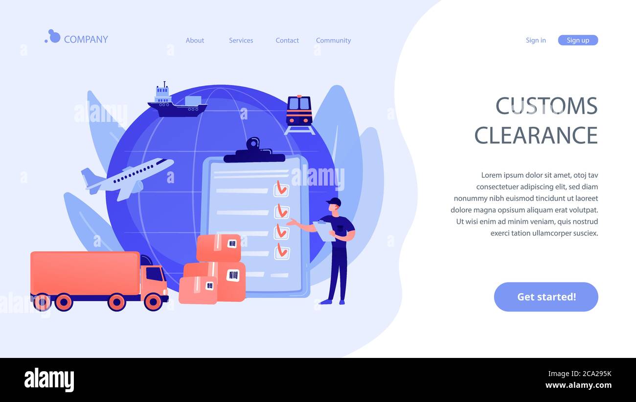 Customs clearance concept landing page Stock Vector