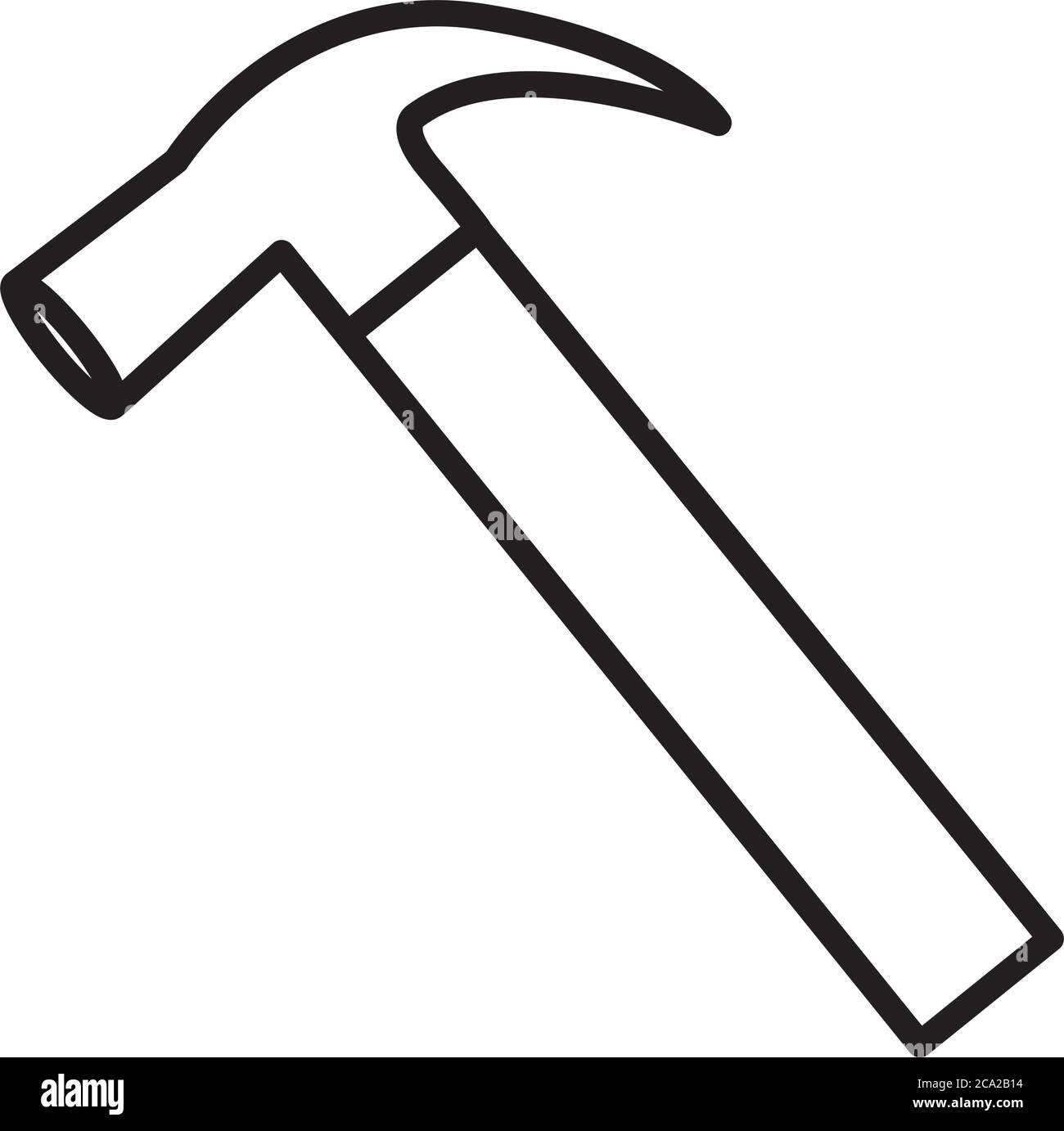hammer tool icon over white background, line style, vector illustration ...