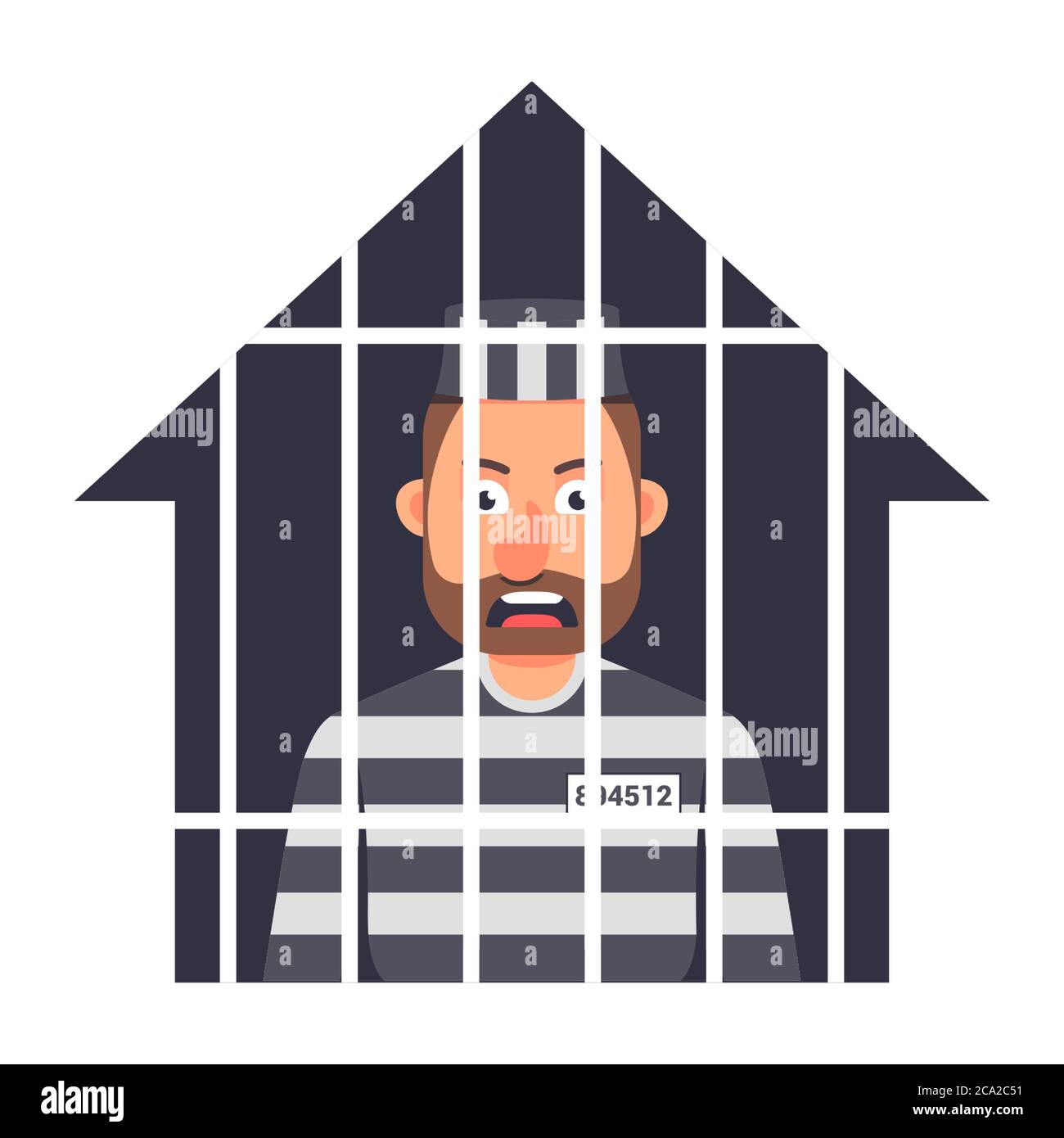 house arrest of the criminal. court decision. flat vector illustration. Stock Vector