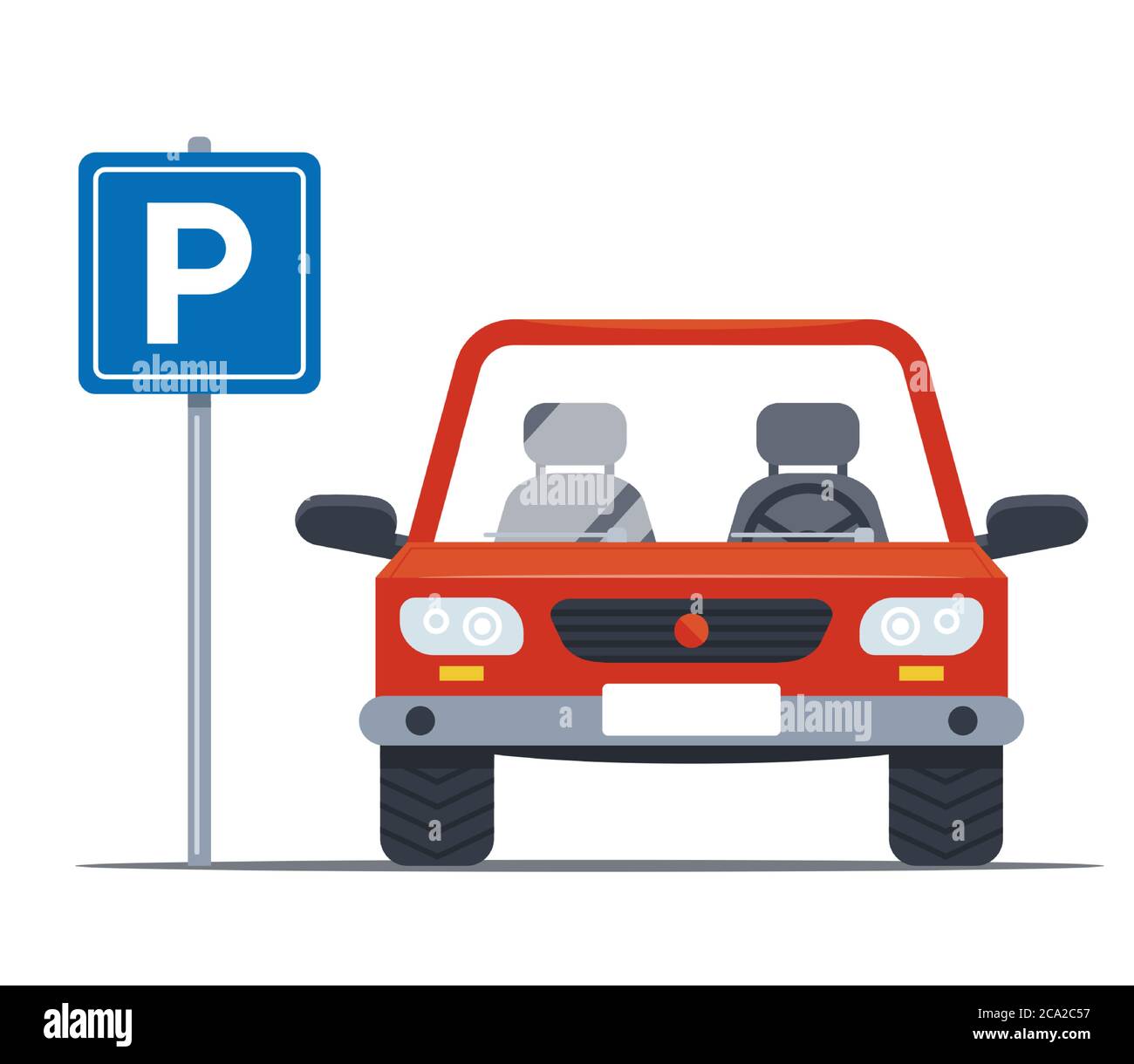 Parking space for a personal car. iron sign on the street. flat vector