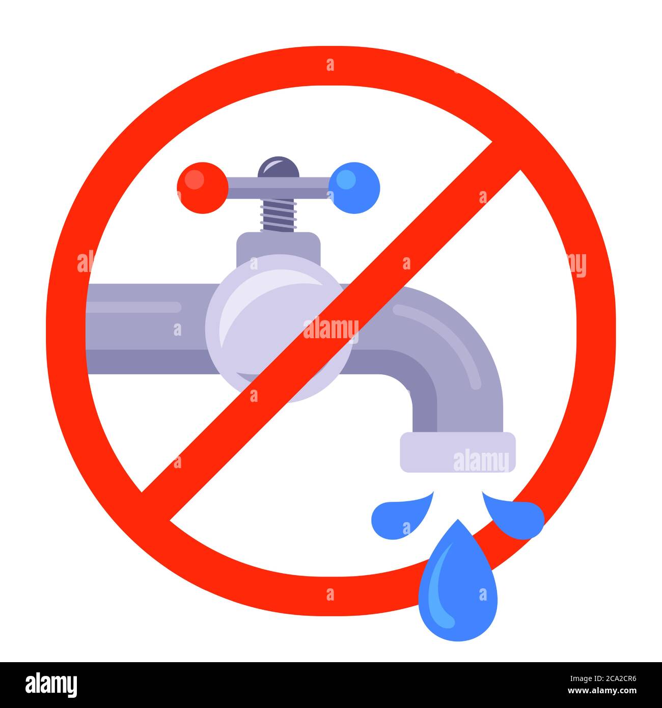 Non Potable Water In The Crossed Out Red Circle Broken Water Tap Flat Vector Illustration Isolated On White Background Stock Vector Image Art Alamy