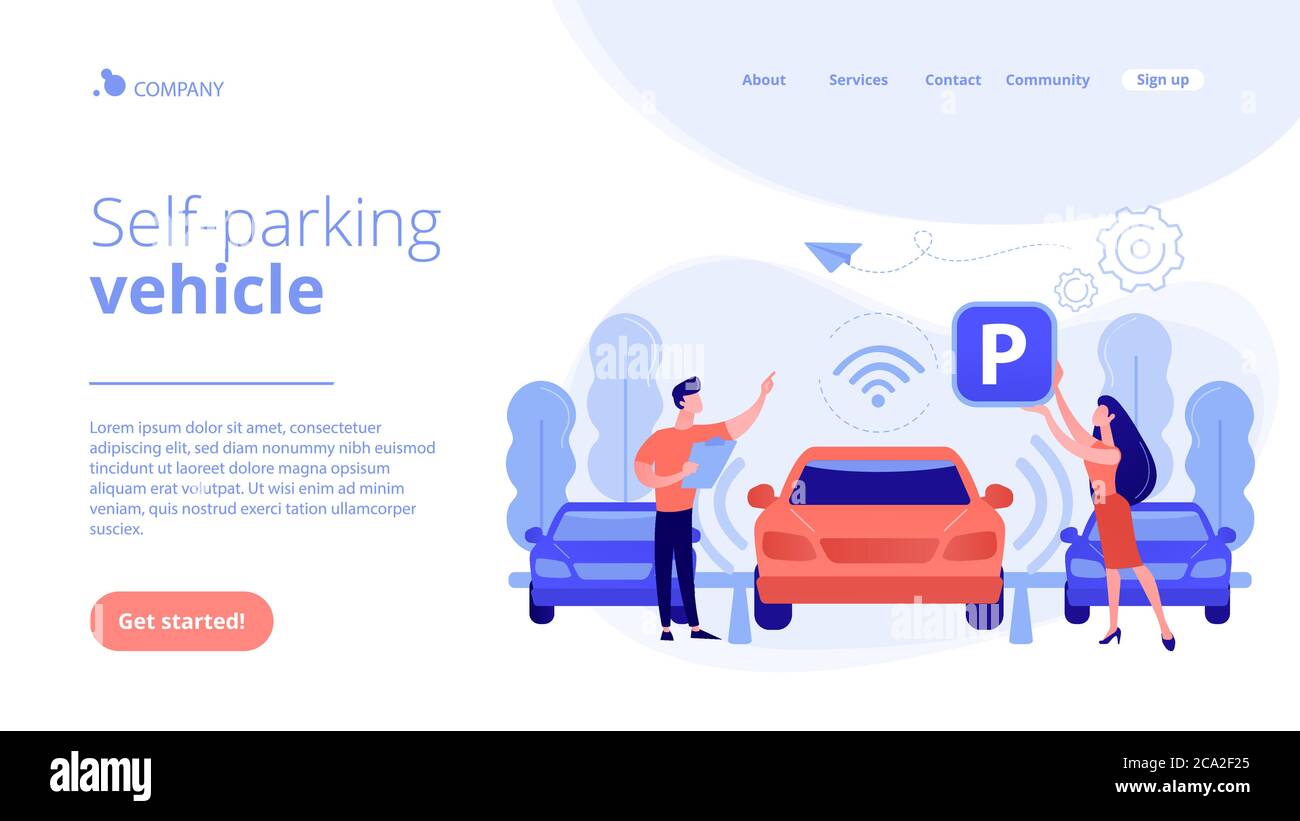 Selfparking car system concept landing page Stock Vector Image & Art