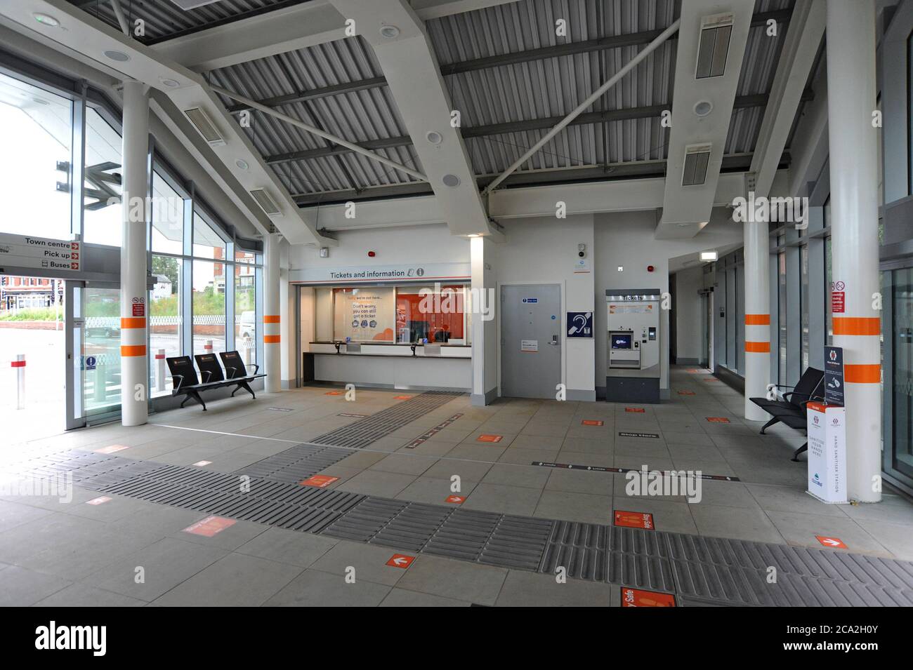 A view of the interior of the new railway station building at Kidderminster, Worcestershire. Opened on 7th June 2020 Stock Photo