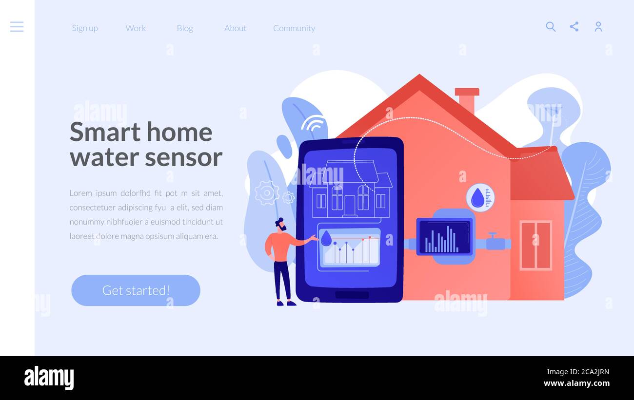 Water contamination detection system concept landing page Stock Vector