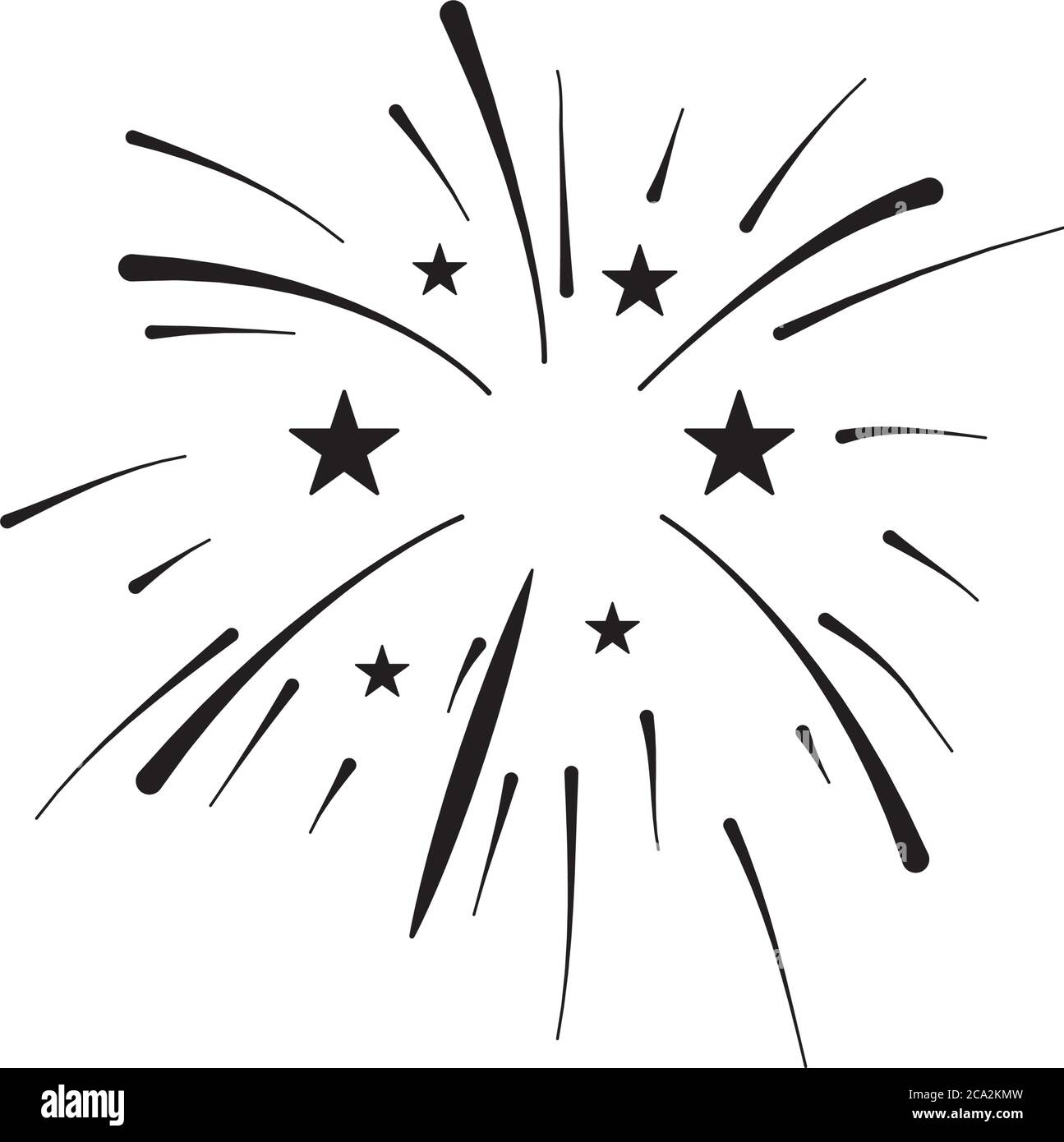 Stars And Fireworks Burst Over White Background Silhouette Style