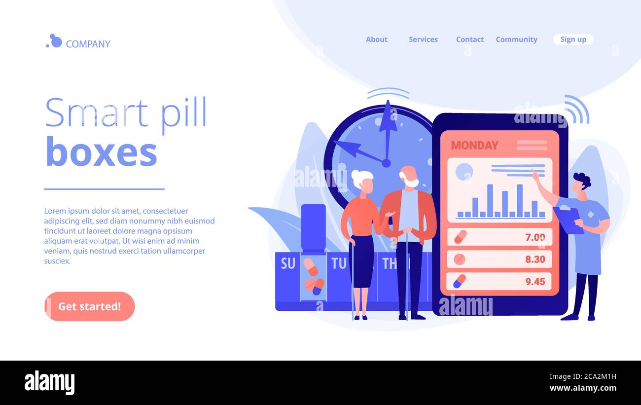 Smart pill boxes concept landing page Stock Vector Image & Art Alamy