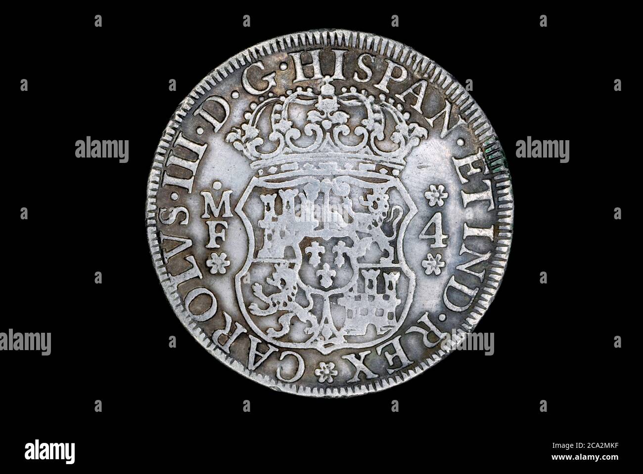 4 Reales Coin of 1771 Stock Photo