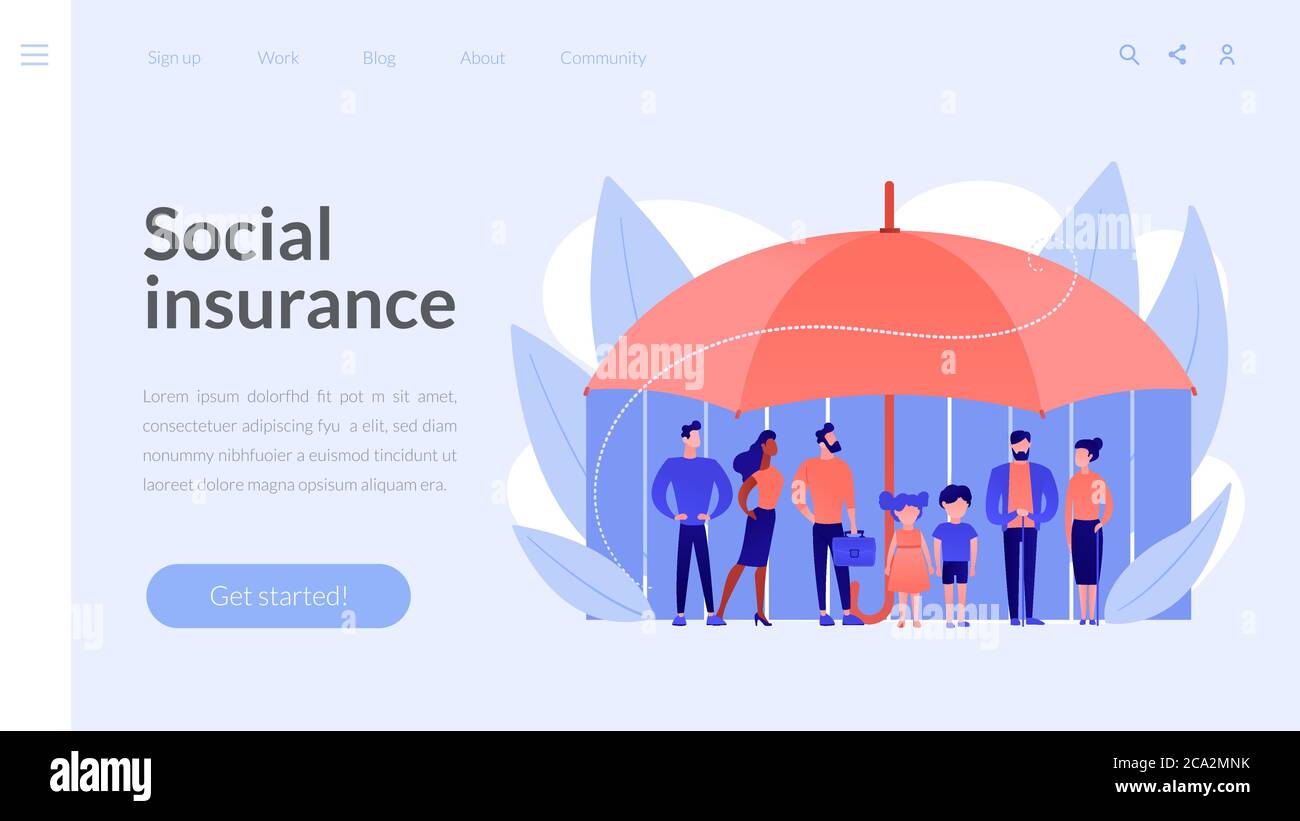 Social insurance concept landing page. Stock Vector
