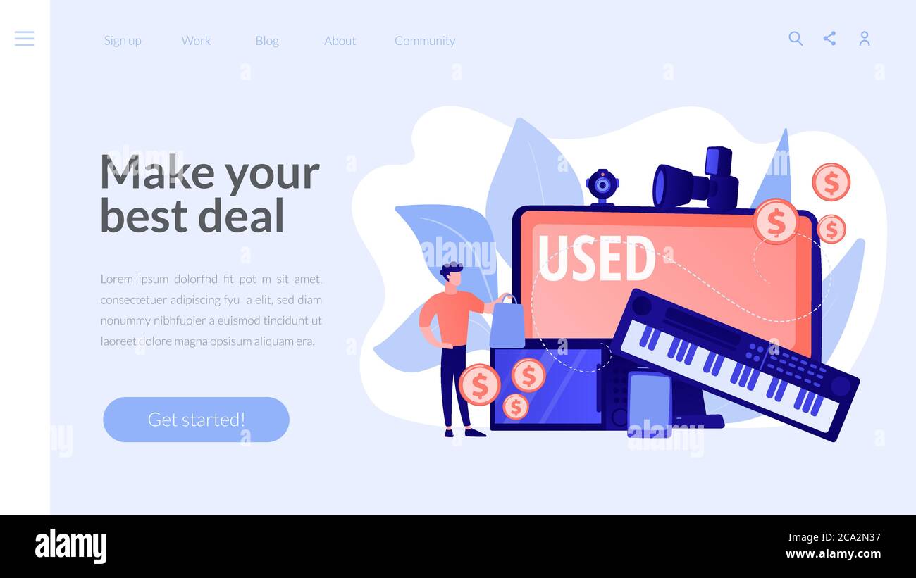 Used electronics trading concept landing page. Stock Vector