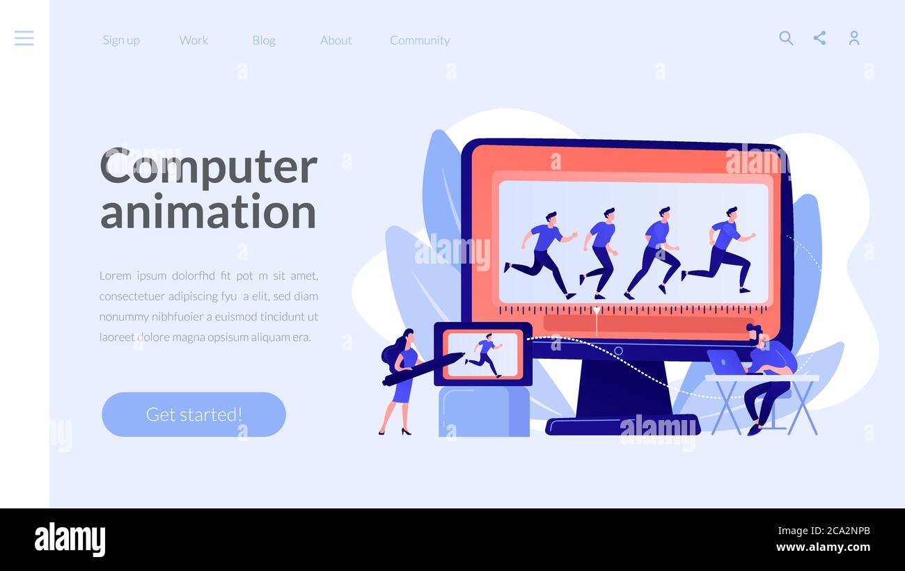 Computer animation concept landing page Stock Vector