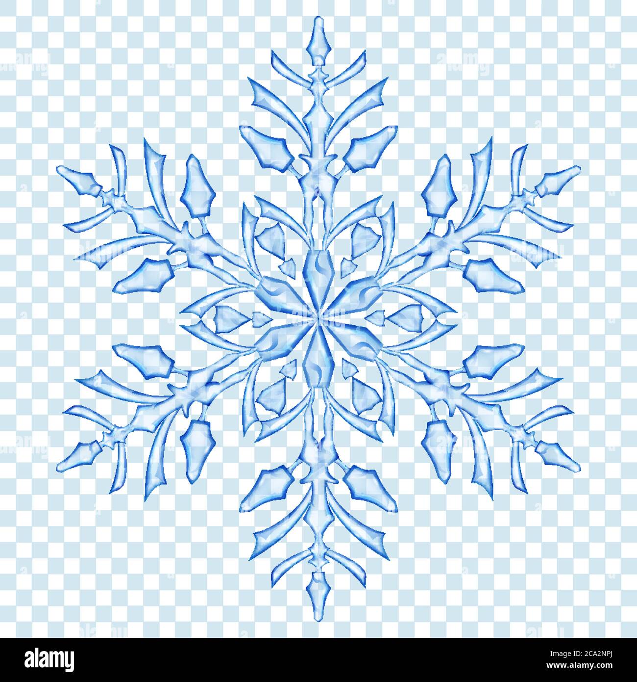 Big translucent Christmas snowflake in blue colors on transparent ...