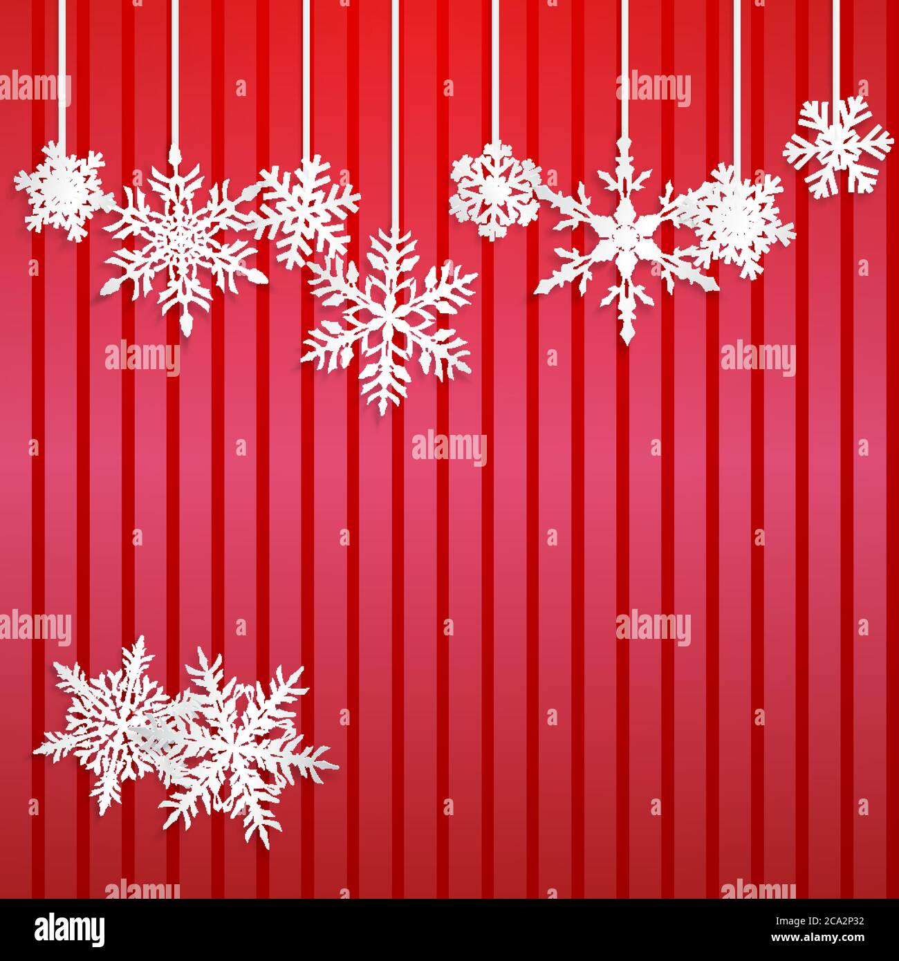 White snowflakes on red background, Stock vector