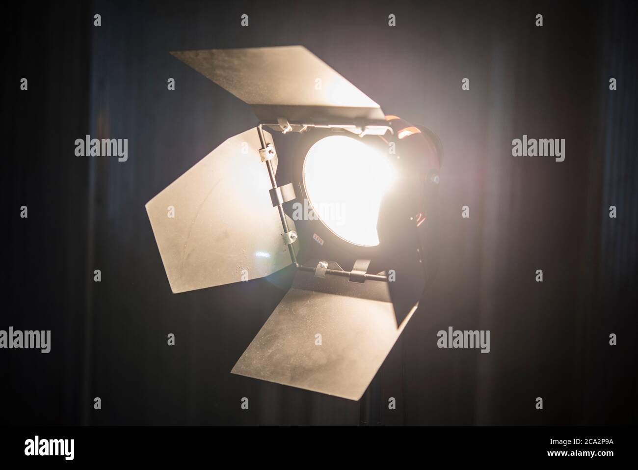 Professional studio lighting on black background isolated Stock Photo