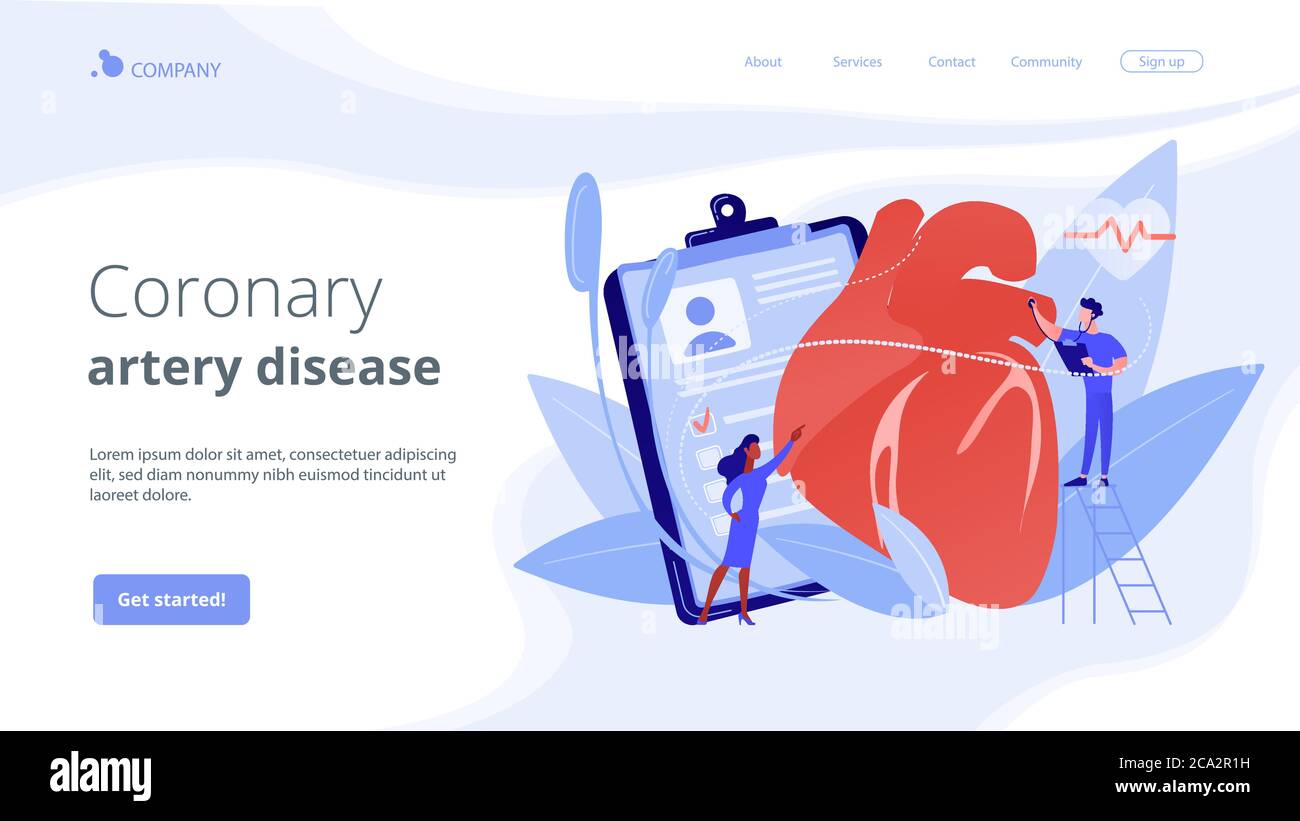 Ischemic heart disease concept landing page. Stock Vector