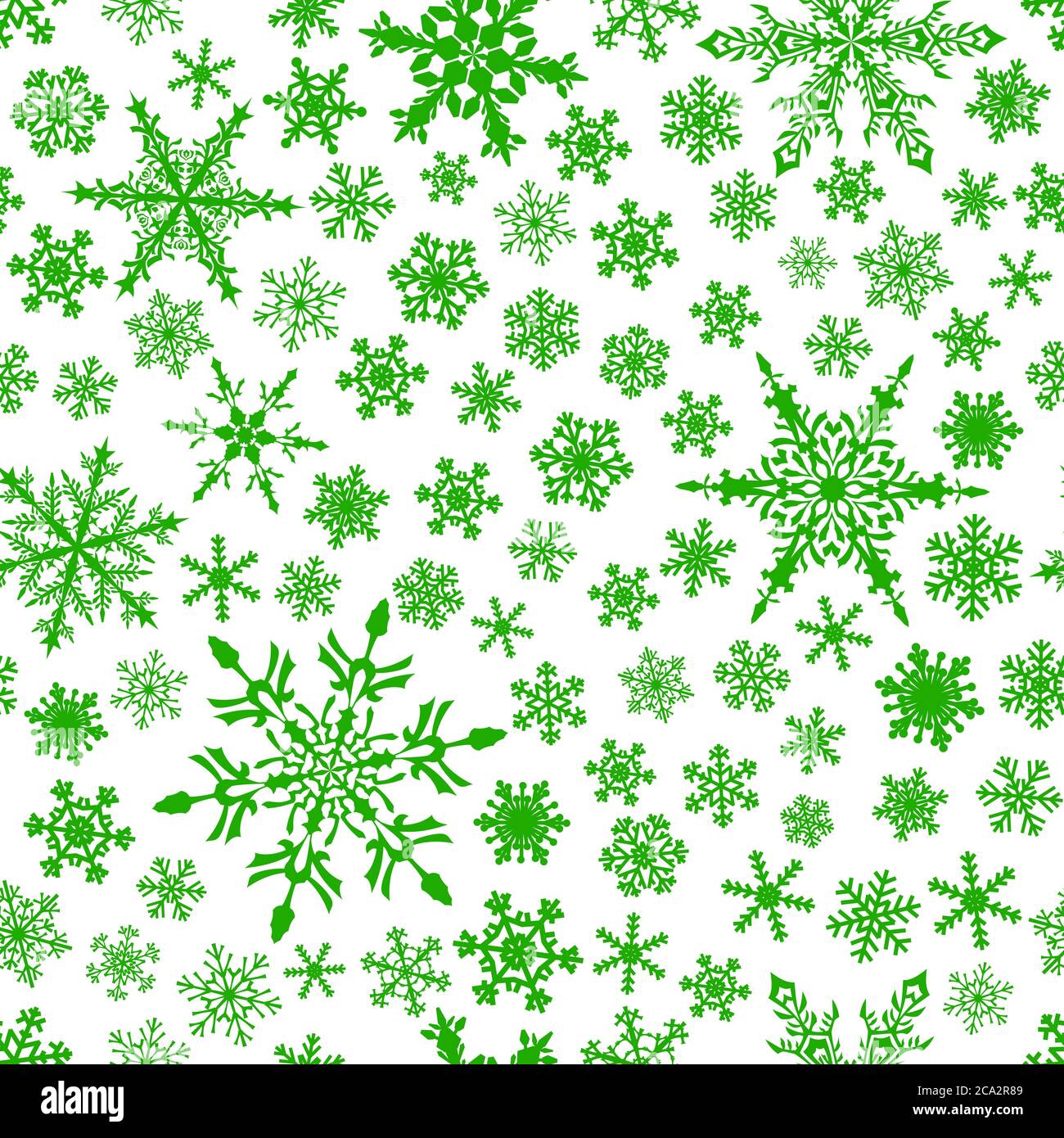 Christmas seamless pattern of snowflakes, green on white background ...
