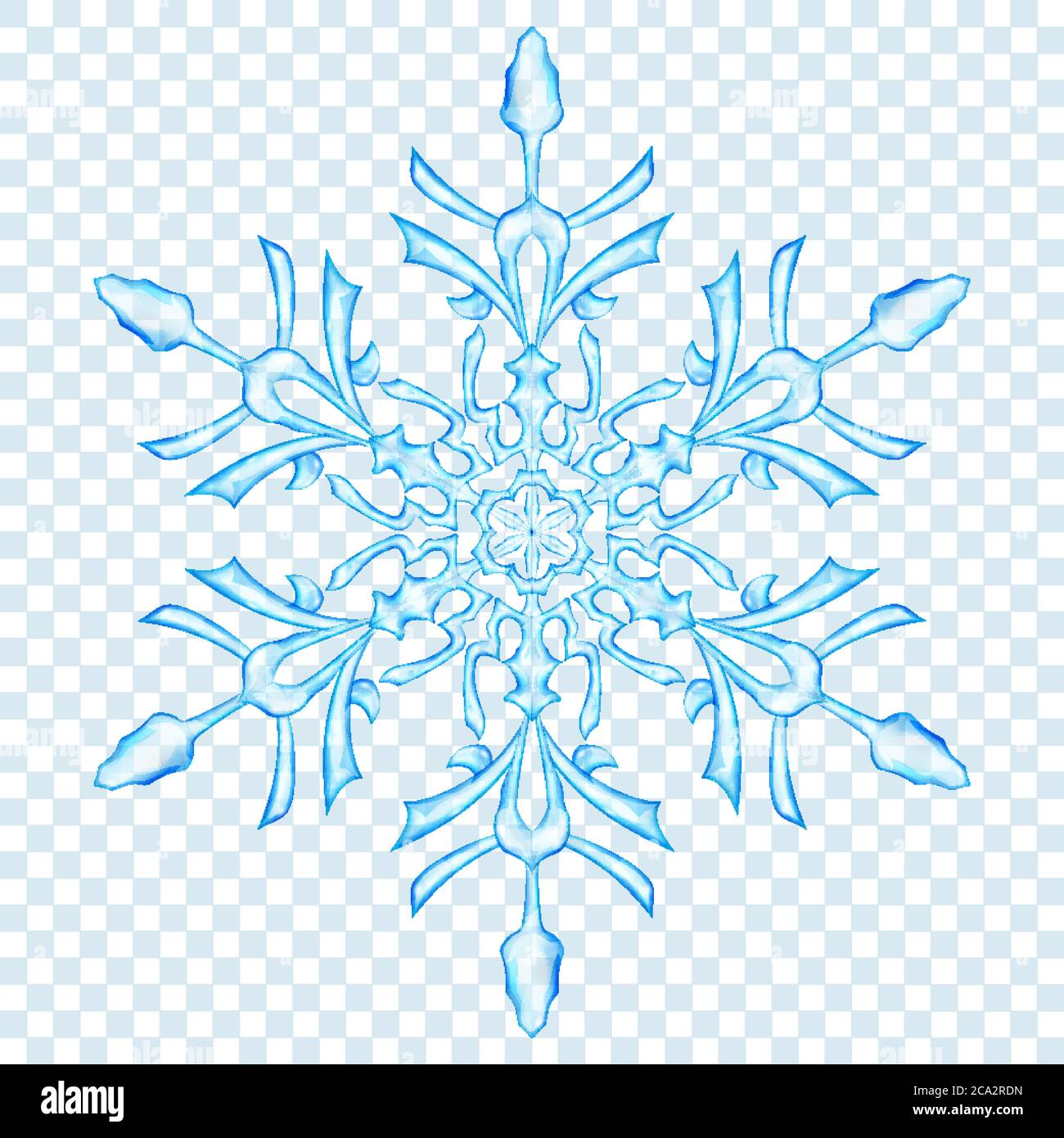 Big translucent Christmas snowflake in light blue colors on transparent ...