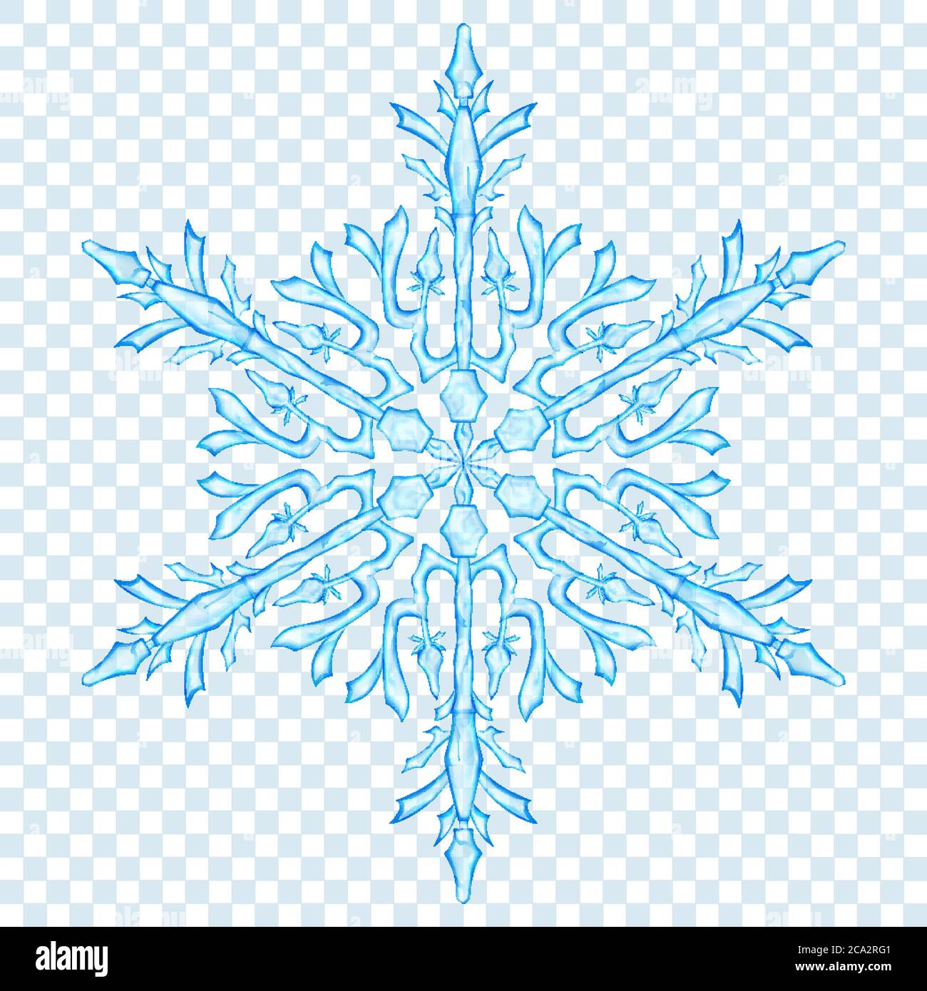 Big translucent Christmas snowflake in light blue colors on transparent ...