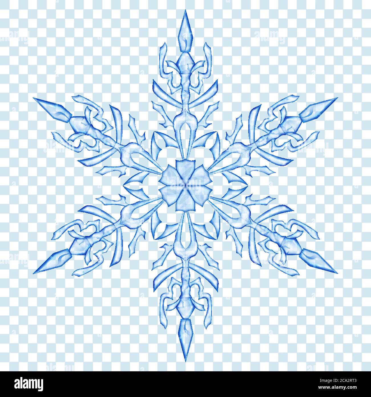 Big translucent Christmas snowflake in blue colors on transparent ...