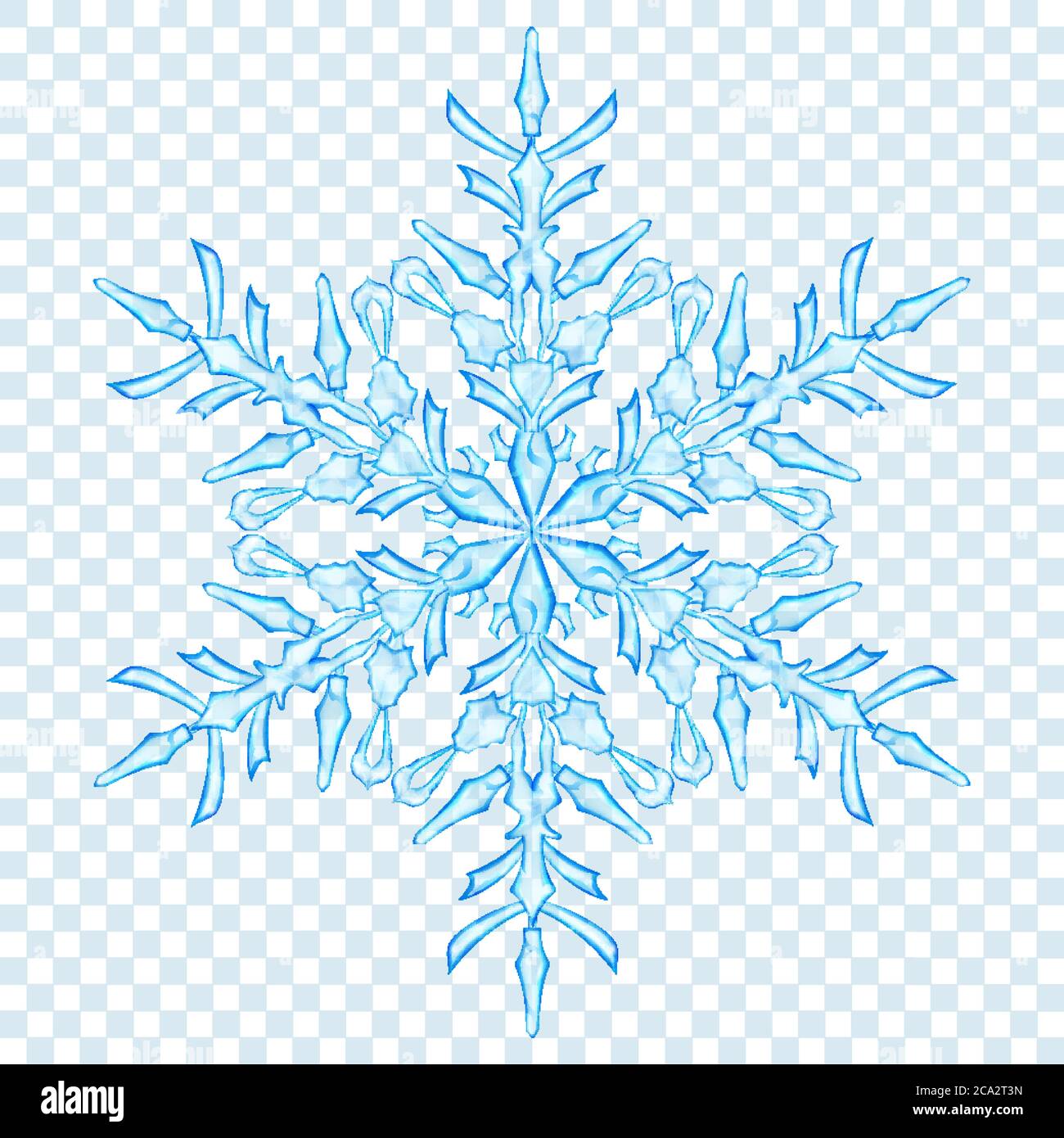 Big translucent Christmas snowflake in light blue colors on transparent ...