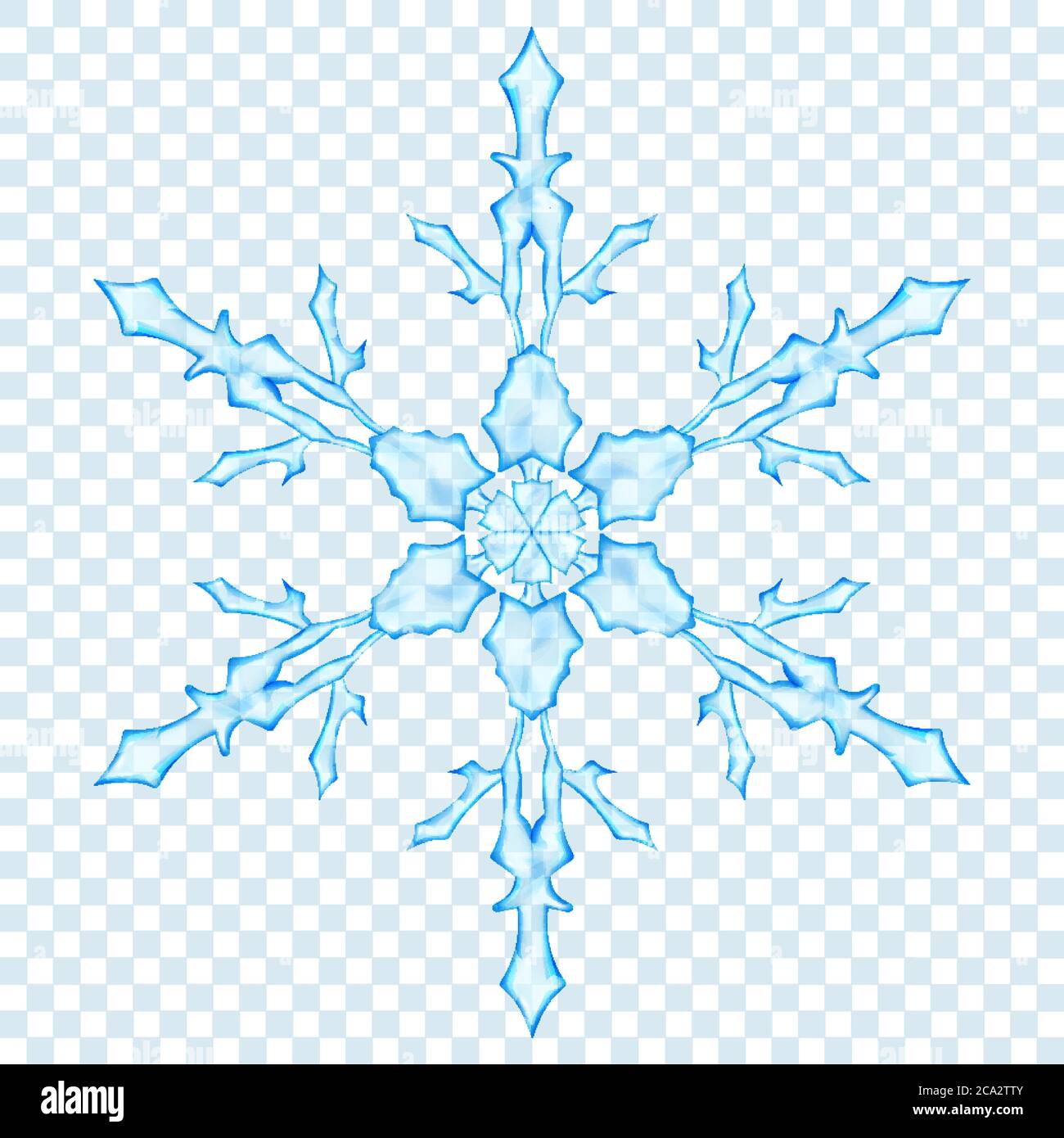 Big translucent Christmas snowflake in light blue colors on transparent ...