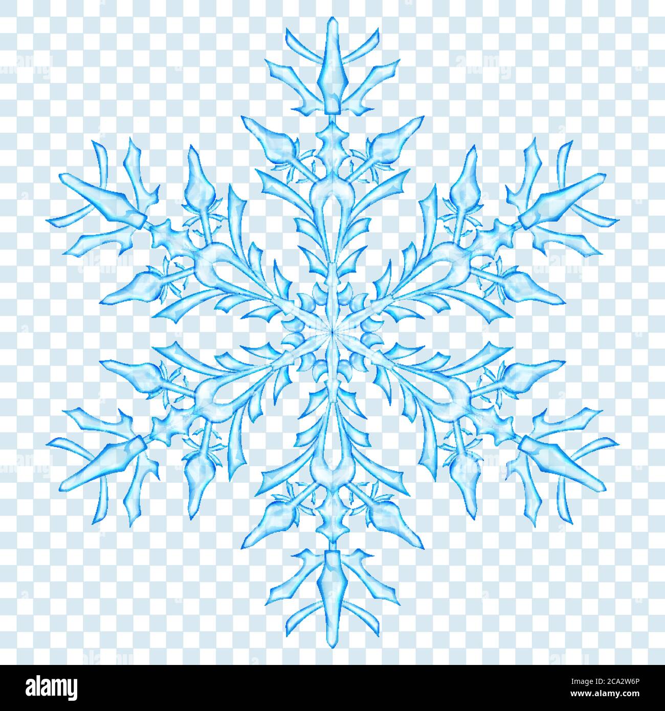Big translucent Christmas snowflake in light blue colors on transparent ...