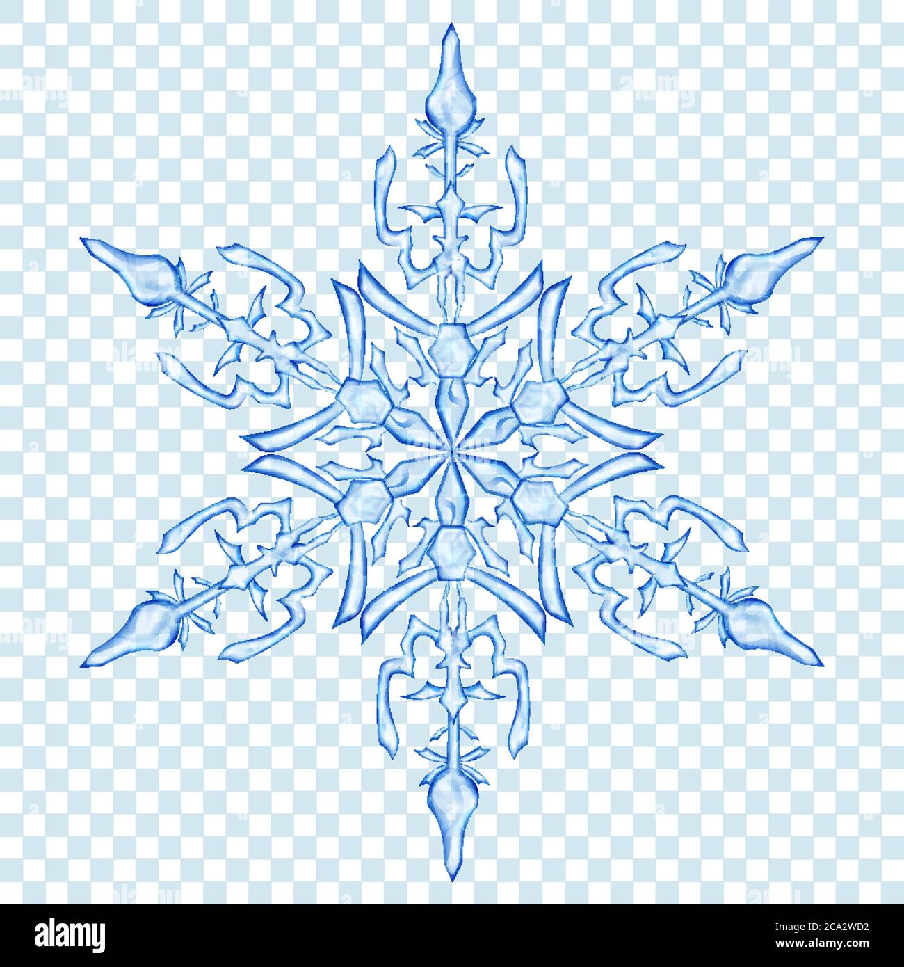 Big translucent Christmas snowflake in blue colors on transparent ...