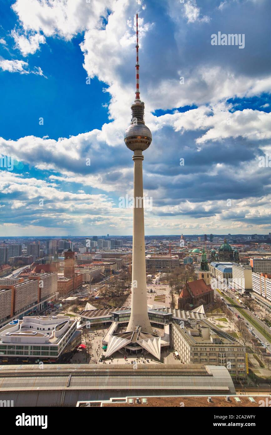 Television tower, Alexanderplatz, Berlin, Germany. Stock Photo