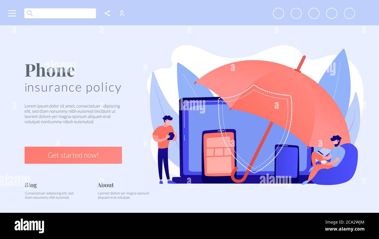 Electronic device insurance concept landing page Stock Vector Image