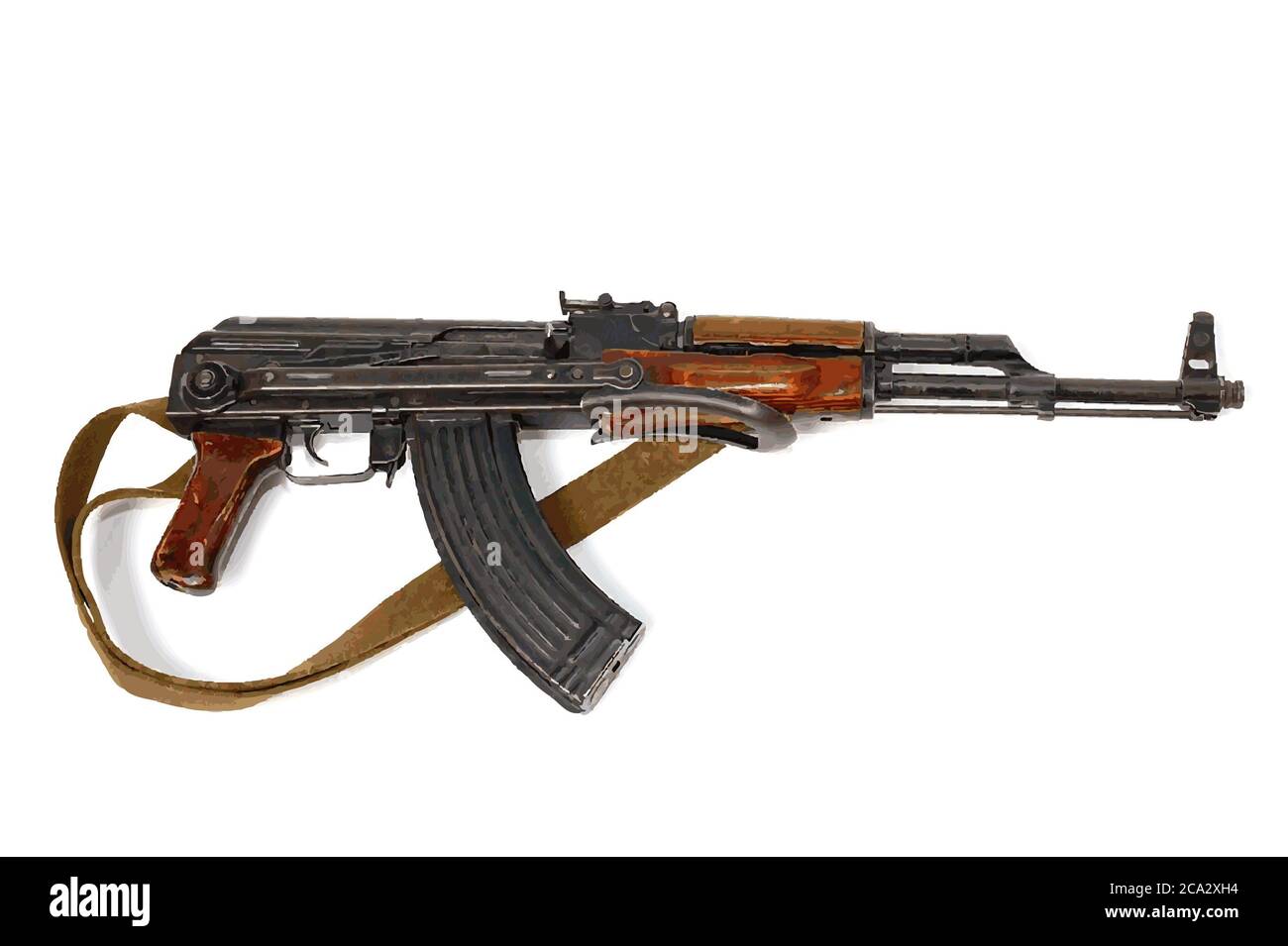weapon is an automat Kalashnikov vector illustration isolated on white background. Stock Photo