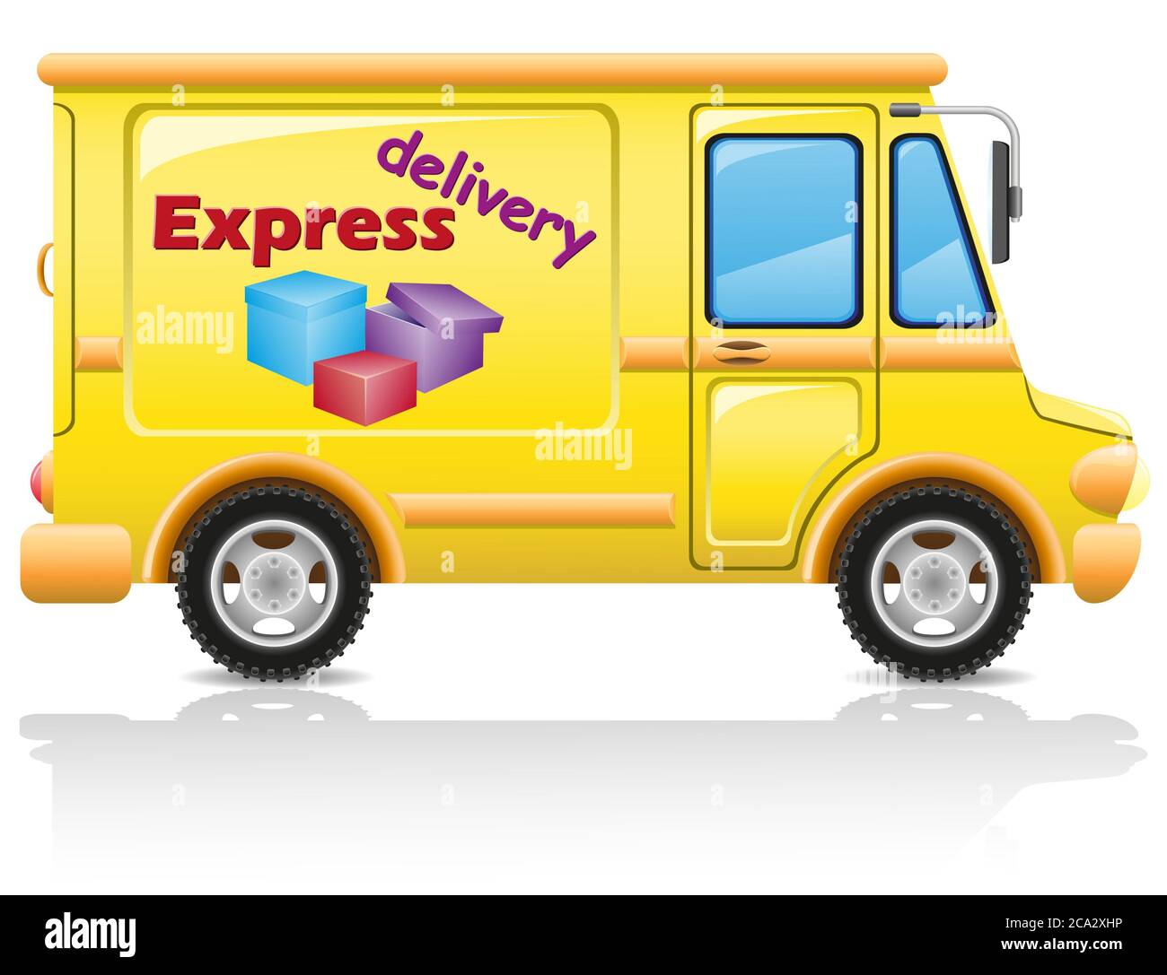 car express delivery of mail and parcels vector illustration isolated on white background. Stock Photo