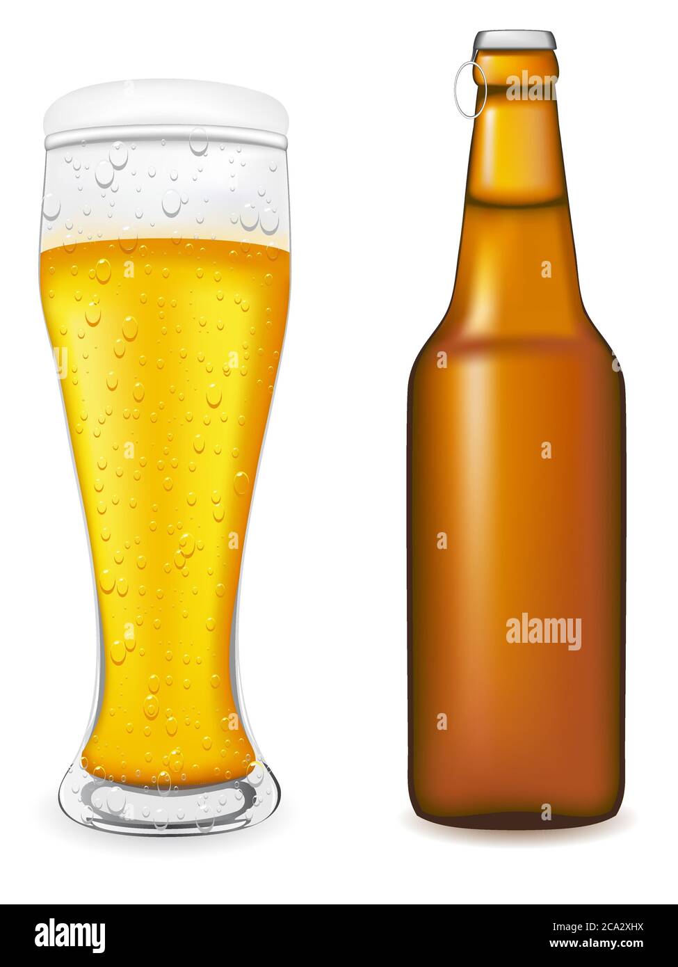 beer in glass and bottle vector illustration isolated on white
