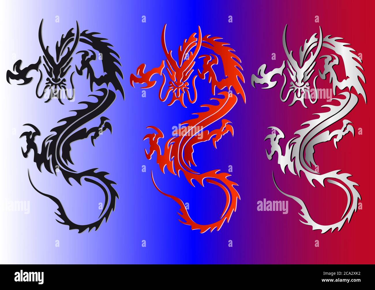 black red and silver dragons vector illustration Stock Photo - Alamy