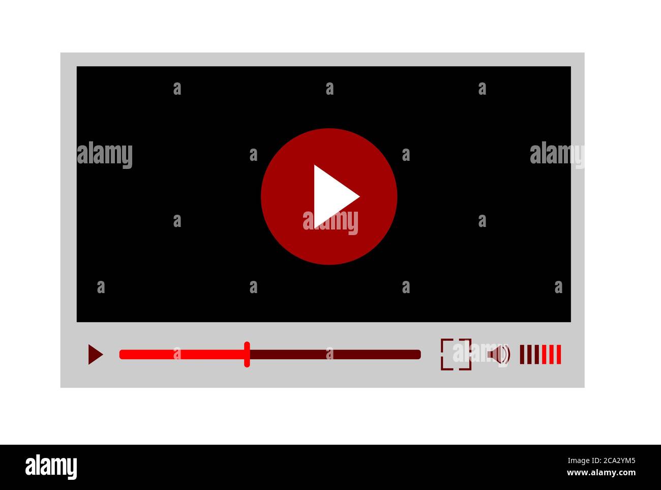Video player interface for web site design or mobile application. Vector illustration on white background. Stock Photo
