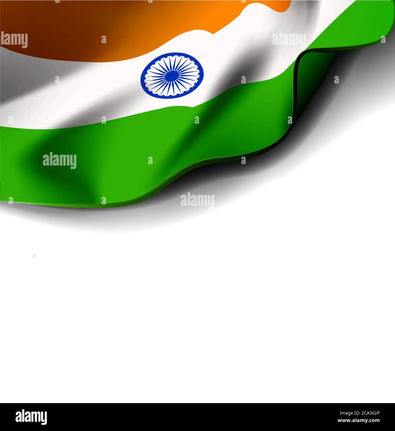 Waving flag of india. Vector illustration on white background Stock