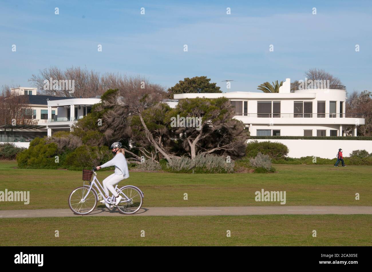 Multi-million-dollar mansion home facing the Port Phillip Bay foreshore in the prestigious suburb of Brighton, Melbourne, Australia Stock Photo