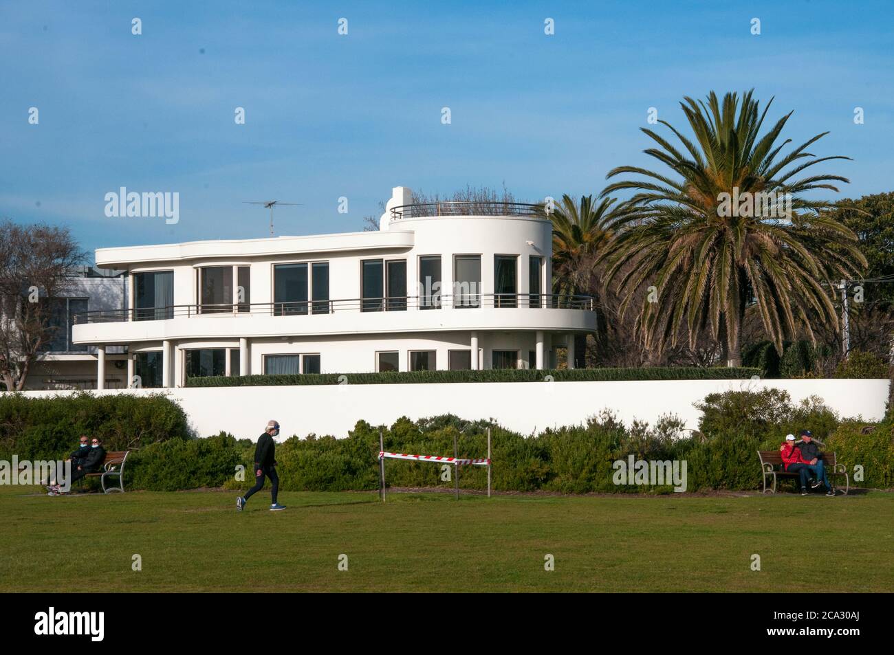 Multi-million-dollar mansion home facing the Port Phillip Bay foreshore in the prestigious suburb of Brighton, Melbourne, Australia Stock Photo