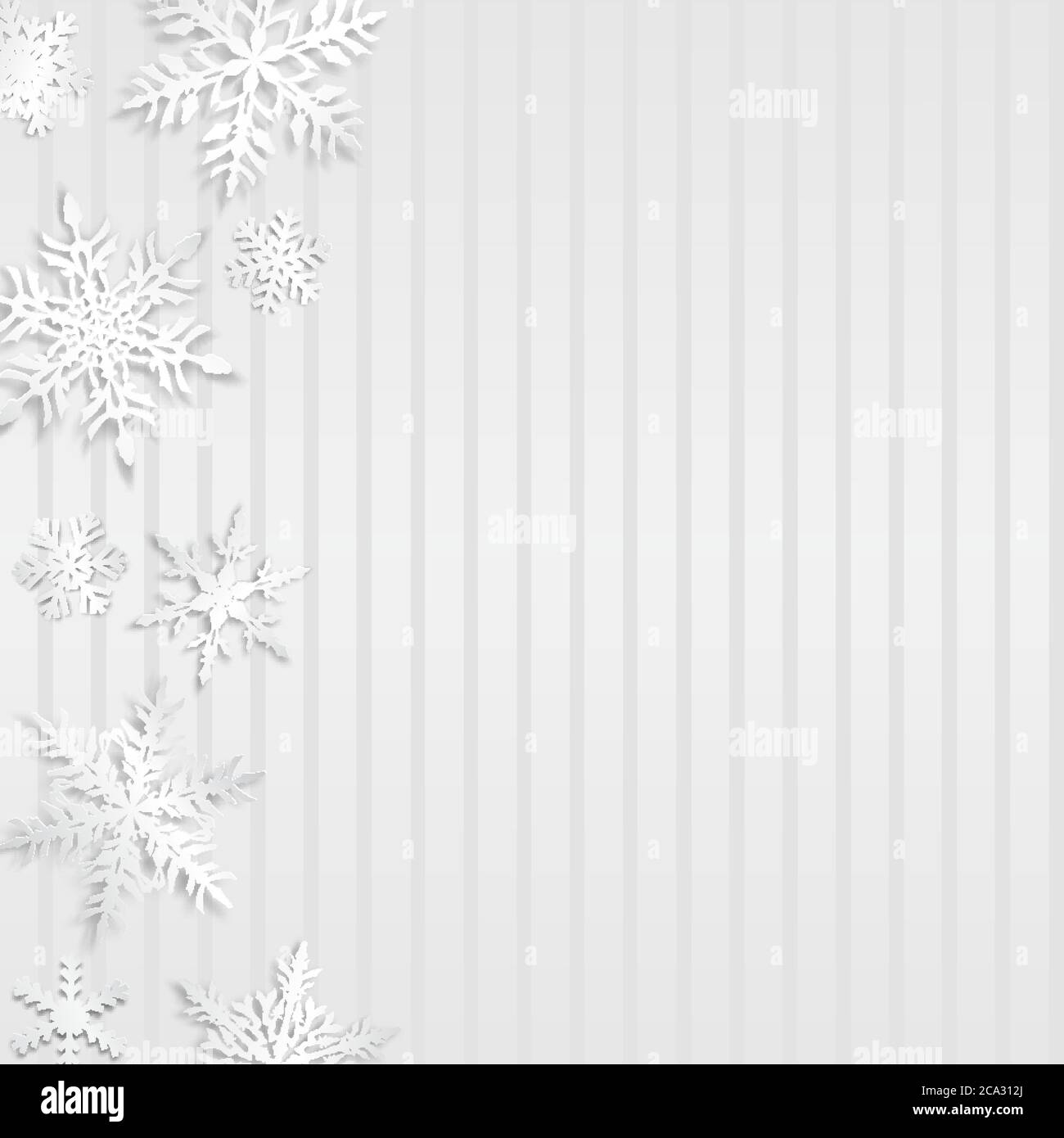 Christmas illustration with big white snowflakes with shadows on ...