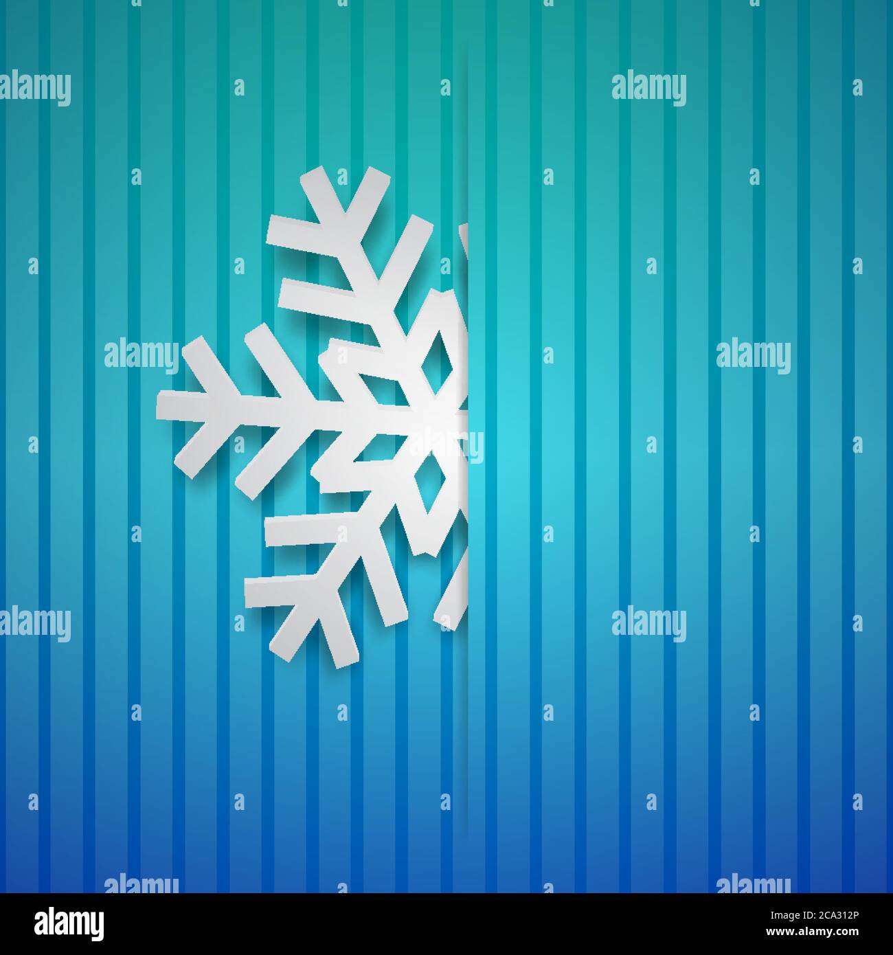 Christmas illustration with one white big snowflake which protrudes ...