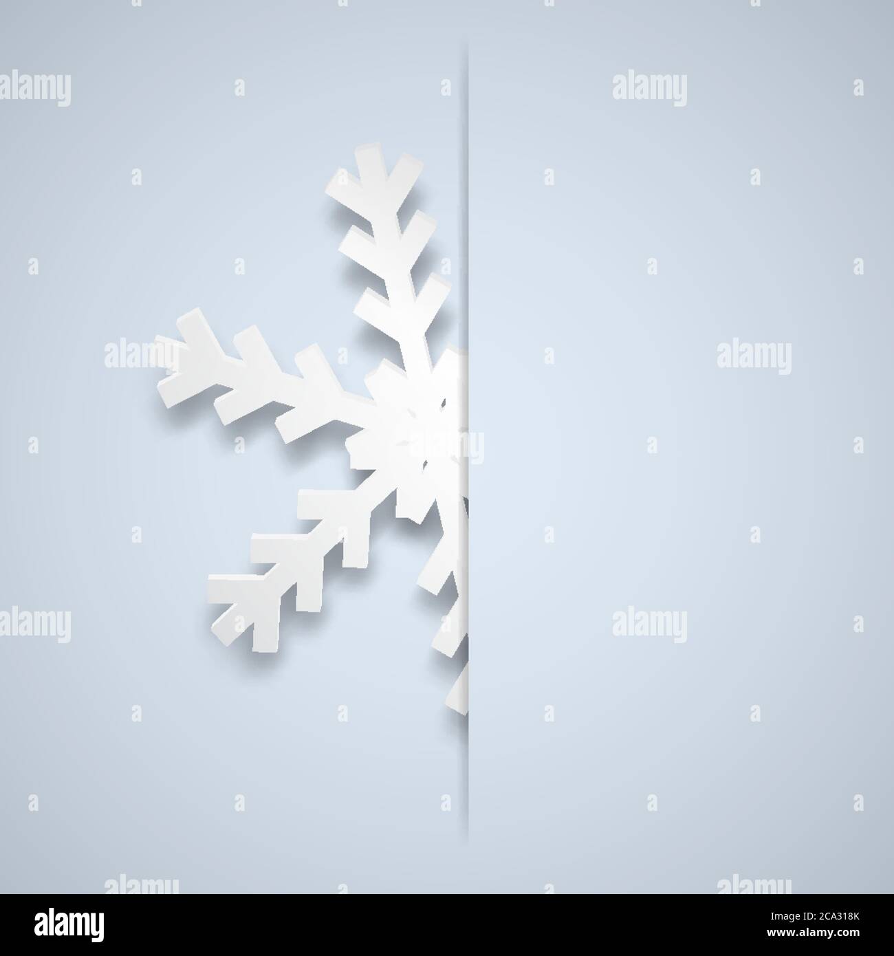 Christmas illustration with one white big snowflake which protrudes ...