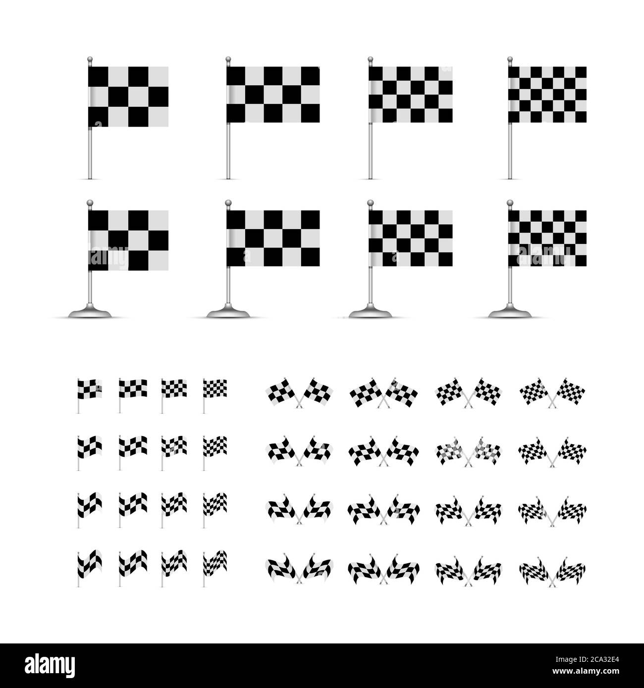 Checkered racing flag. Vector set illustration on white background ...