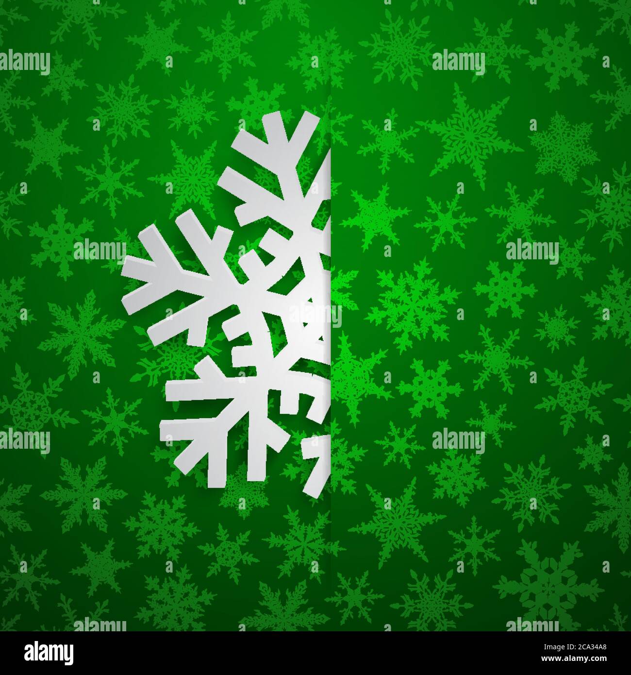 Christmas illustration with one white big snowflake which protrudes ...