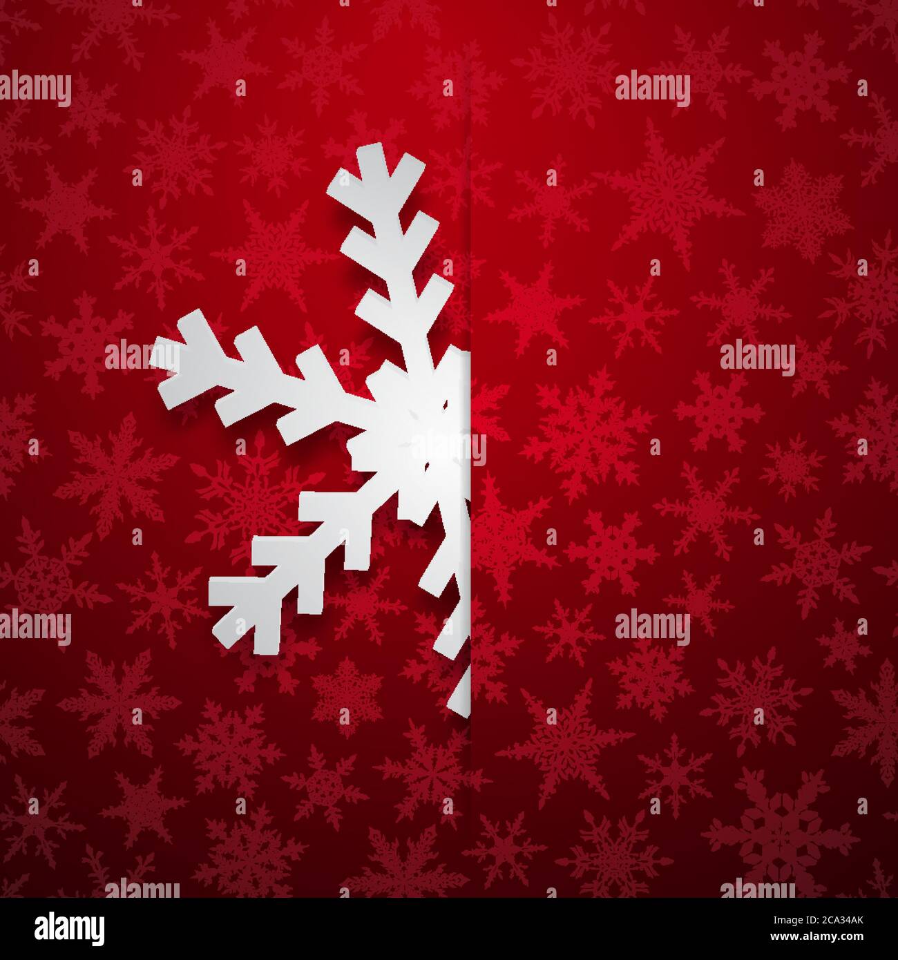 Christmas illustration with one white big snowflake which protrudes ...